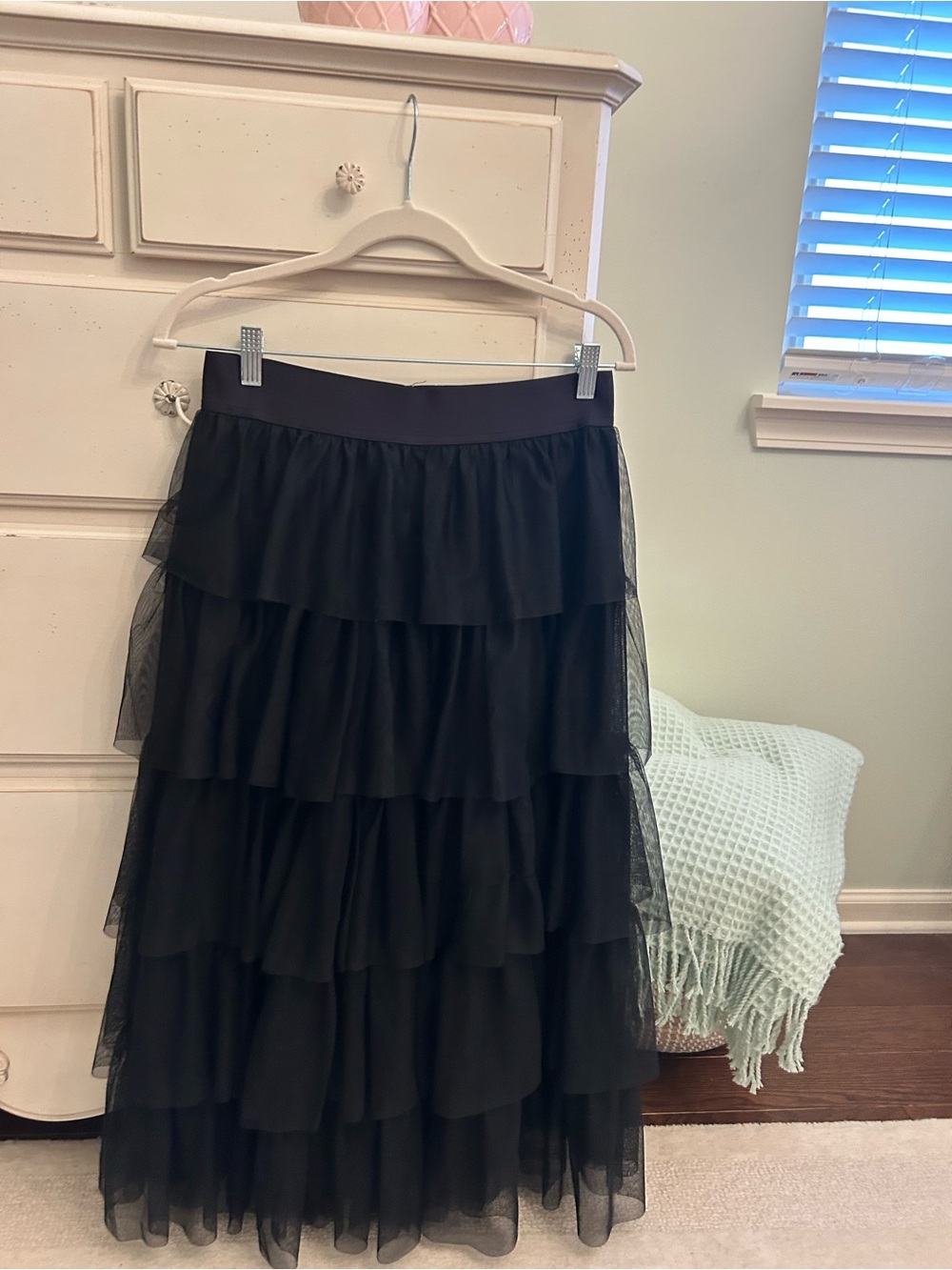 Black Layered Tulle Midi Skirt - Unbranded